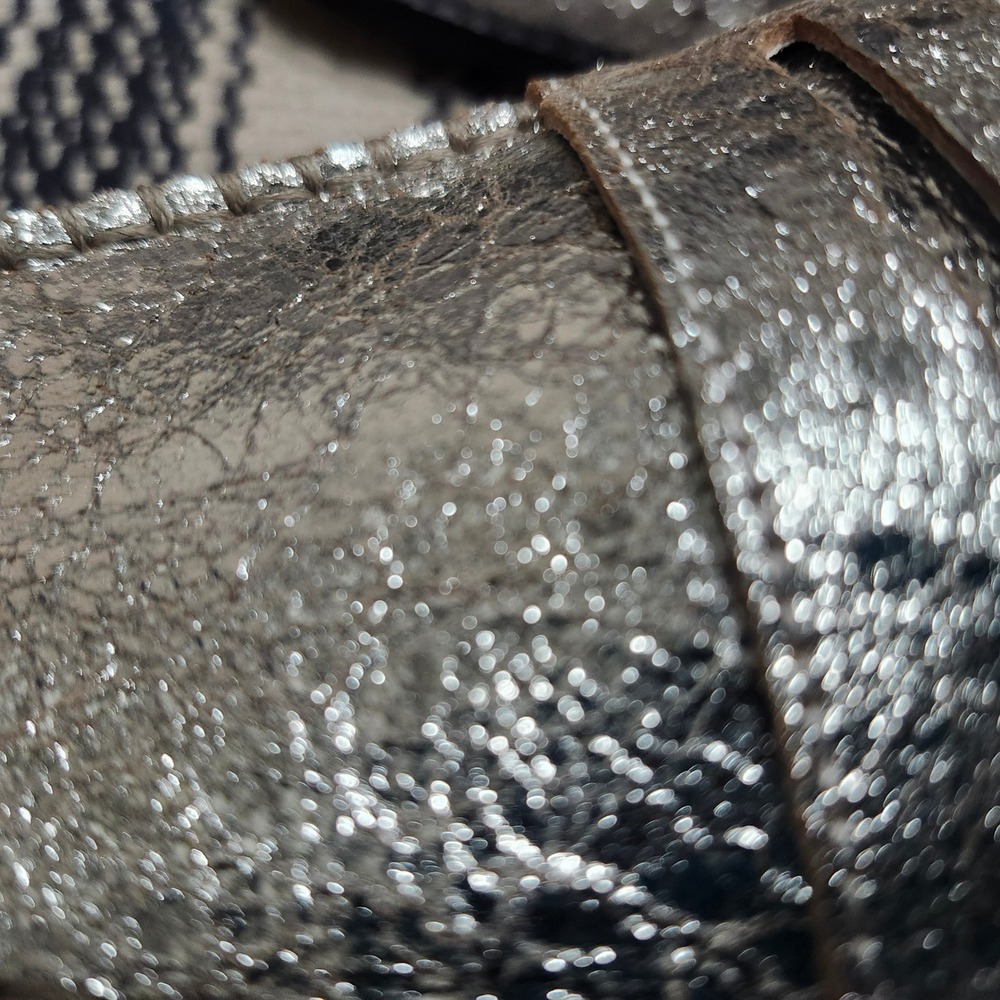Dolce Vita Silver Metallic Crackle Leather Penny Loafer Mules Womens 9 Slip On - Picture 6 of 11